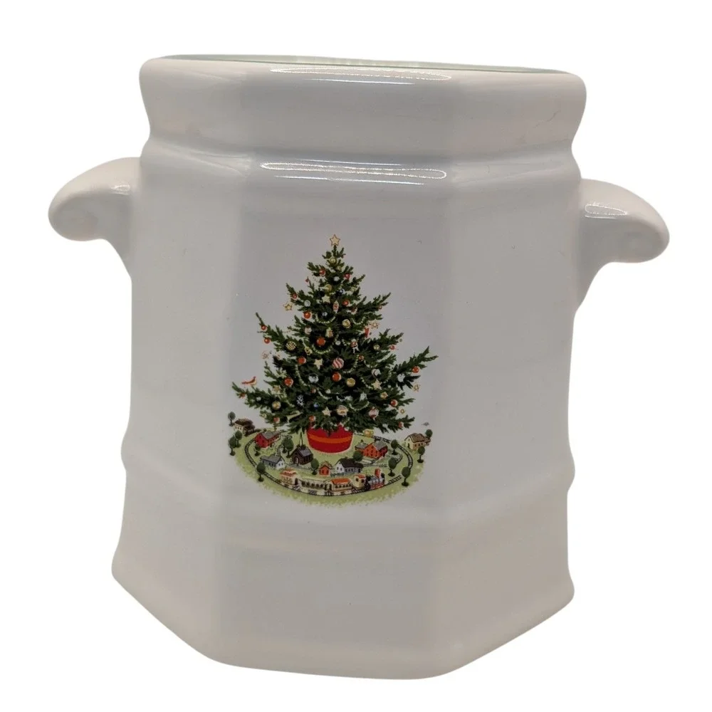 Vintage Pfaltzgraff Heritage Sugar Bowl Christmas Tree Green Trim No Lid‎